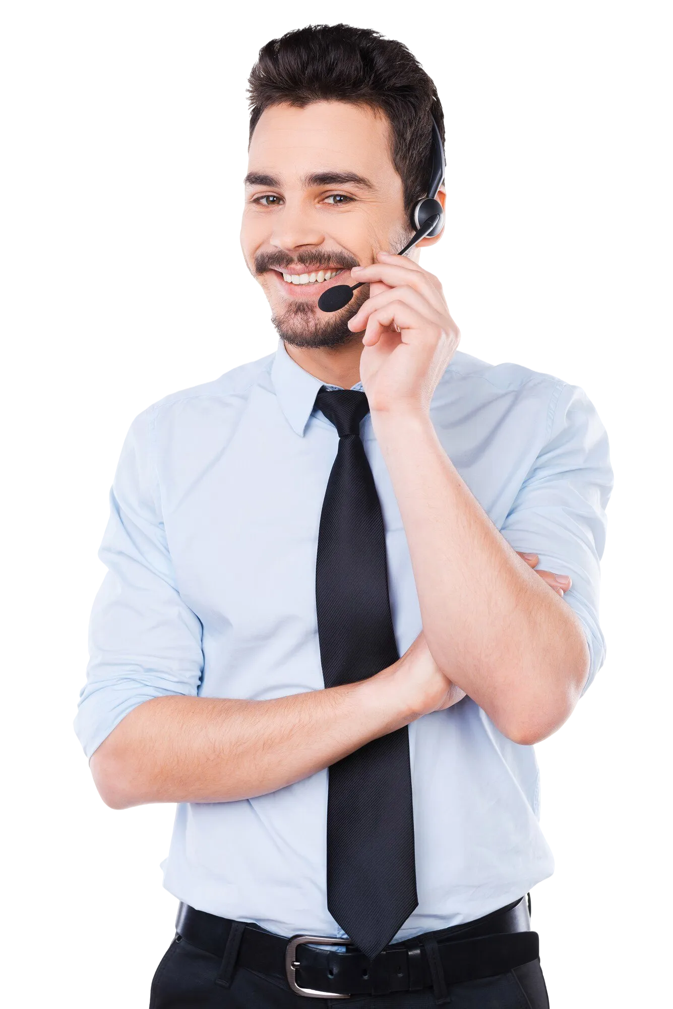 Imagen de operador con auriculares